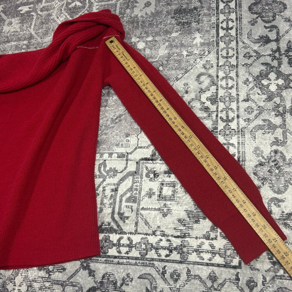 Leith Red Off Shoulder Foldover Rib Knit Sweater Top Women’s Size S - Picture 7 of 7